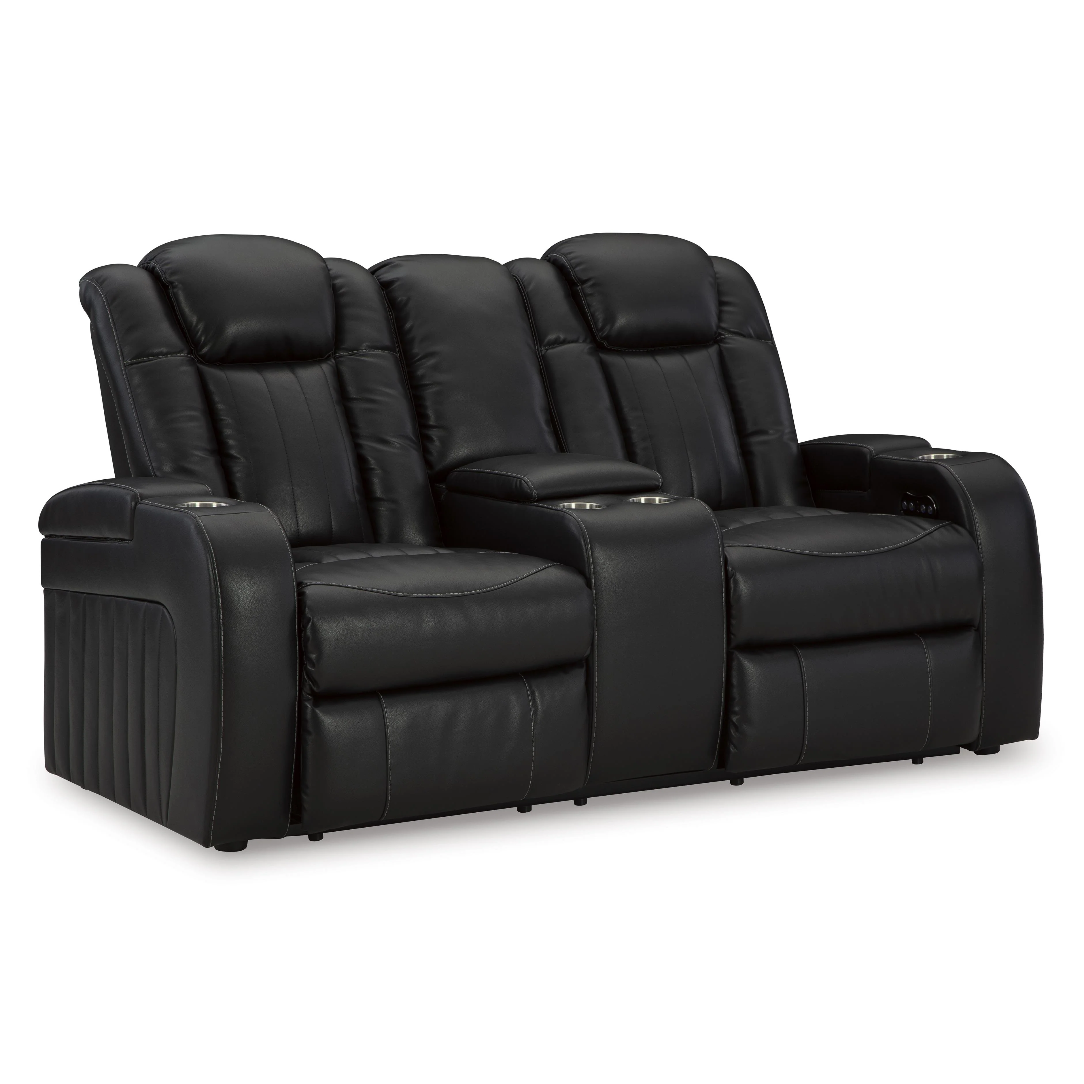 Signature Design by Ashley Caveman Den 9070318 Power Reclining Loveseat with Console and Adjustable Headrest