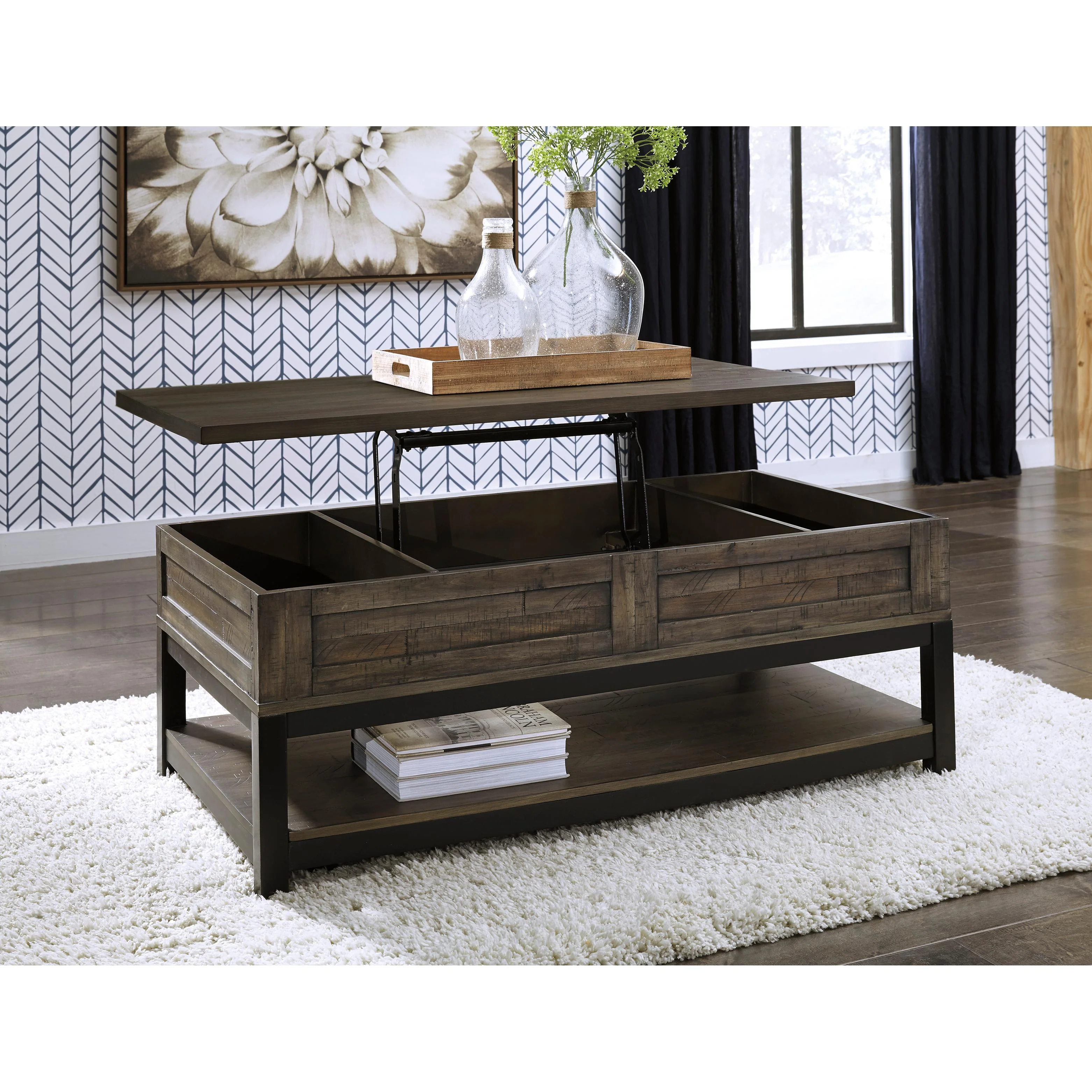 Signature Design by Ashley Johurst T444T1 Lift-top Coffee Table and 2 End Tables - Image 3