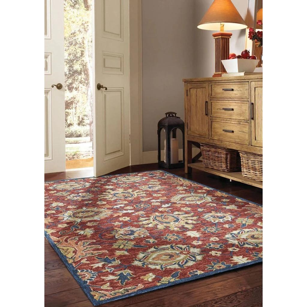 Capel Avanti-Keshan Red Navy - Rectangle - 5' x 8' - Image 3