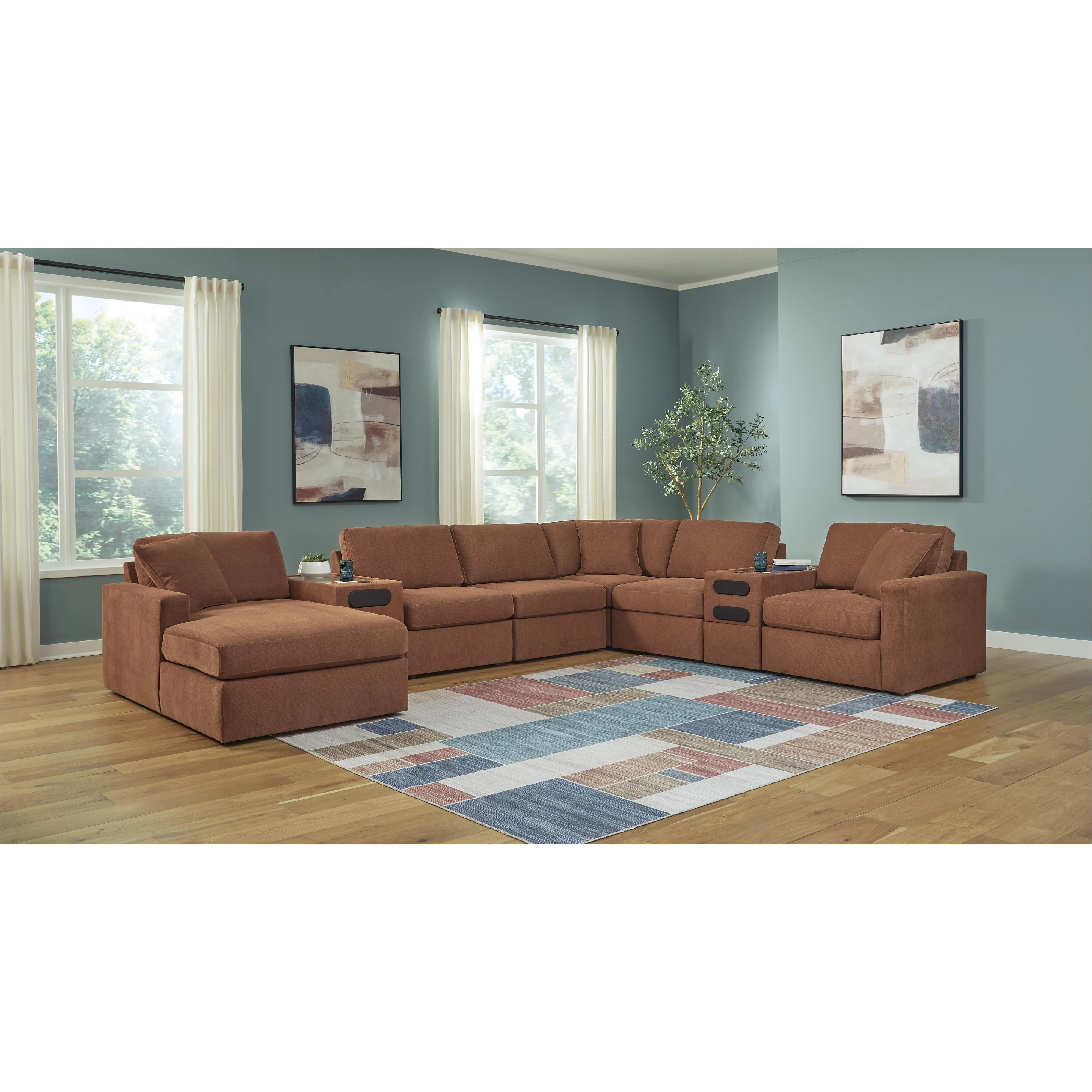 Signature Design by Ashley Modmax 92102S47 8 pc Sectional with Chaise and Audio Consoles - Image 2
