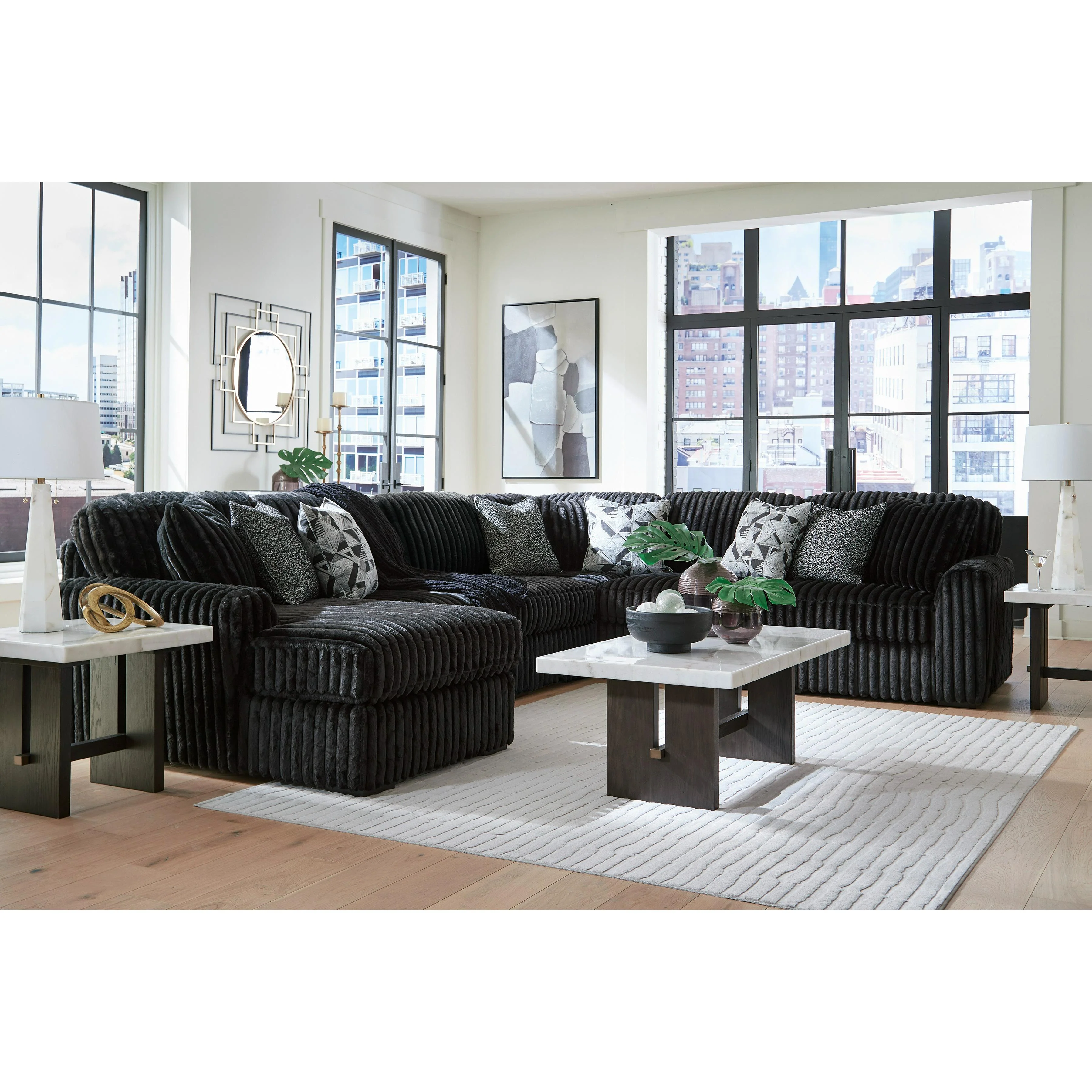 Signature Design by Ashley Midnight-Madness 98103S23 6 pc Sectional with Chaise - Image 3
