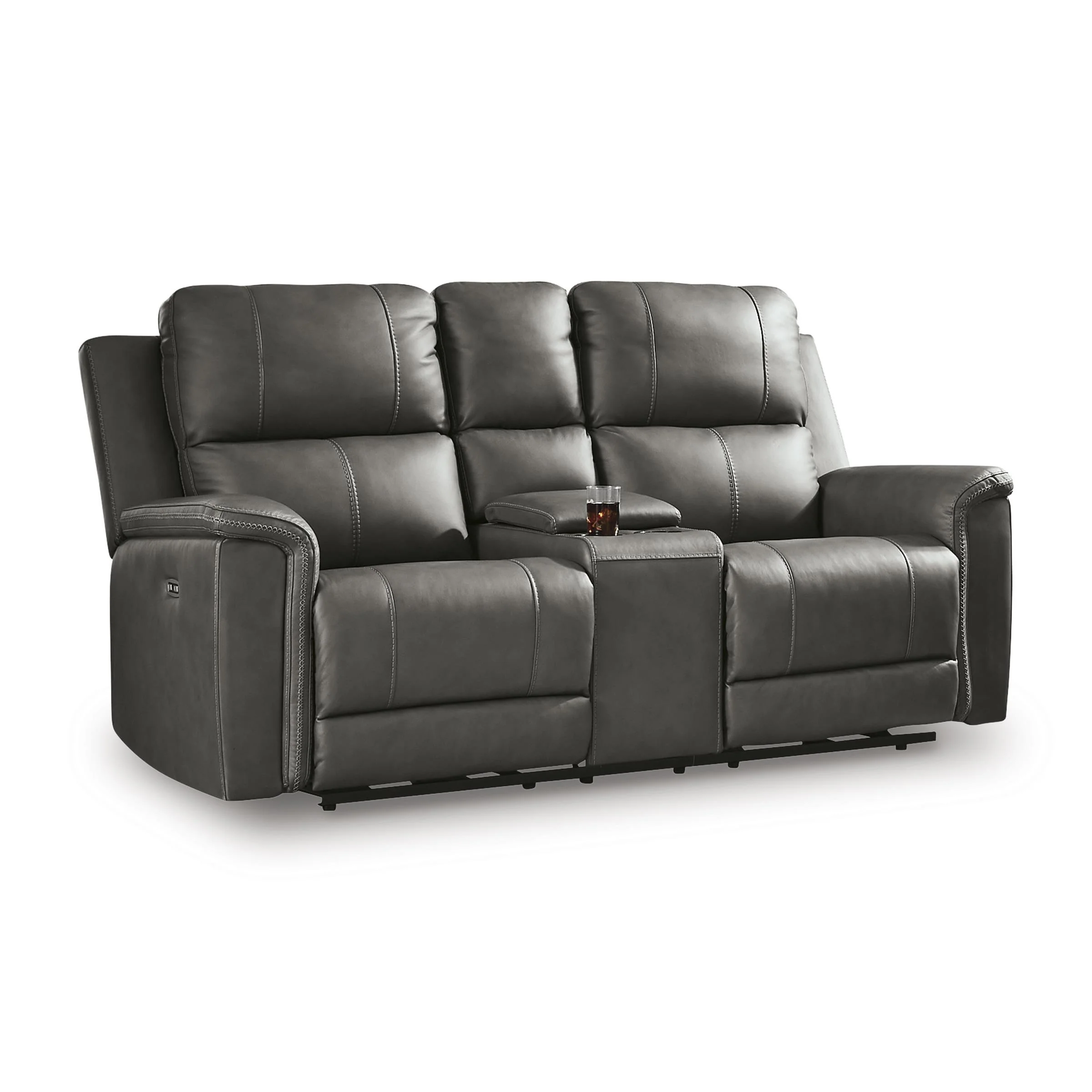 Signature Design by Ashley Bleckley Power Reclining Leather Match Loveseat with Console PCU1200018C