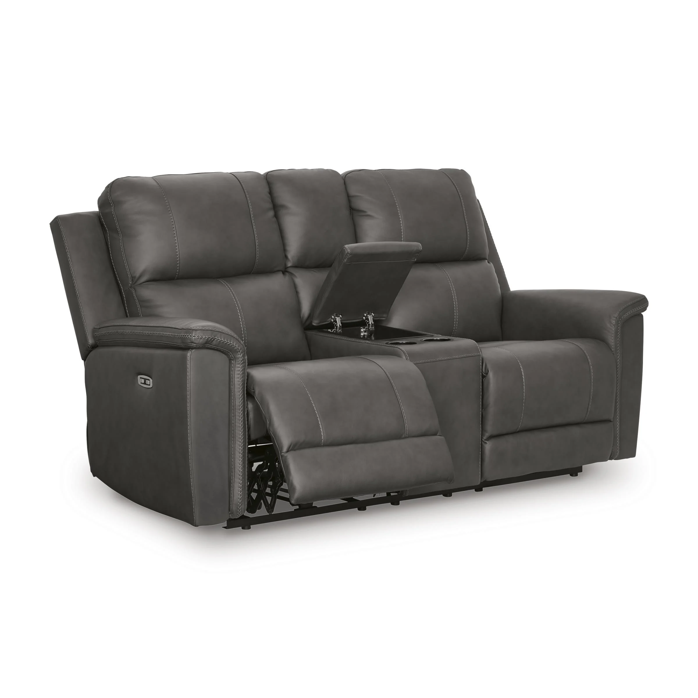 Signature Design by Ashley Bleckley Power Reclining Leather Match Loveseat with Console PCU1200018C - Image 2