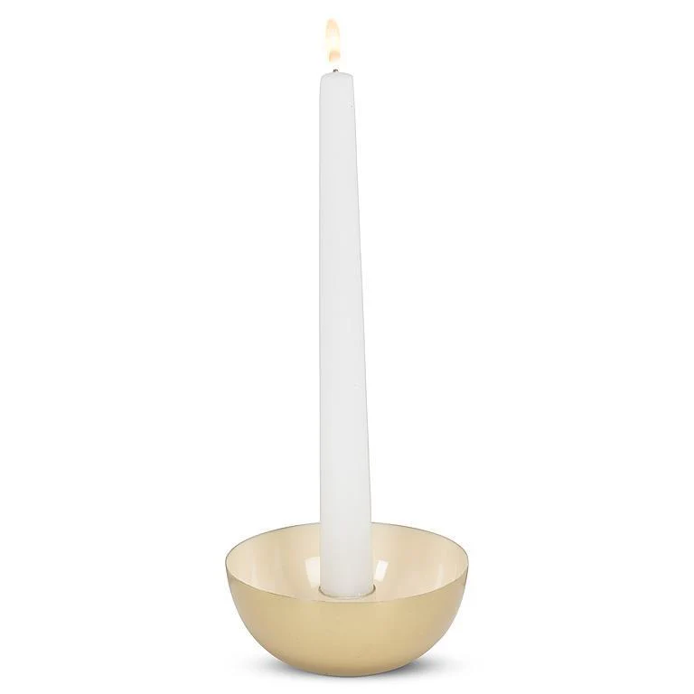Candle Holder, Cream & Gold