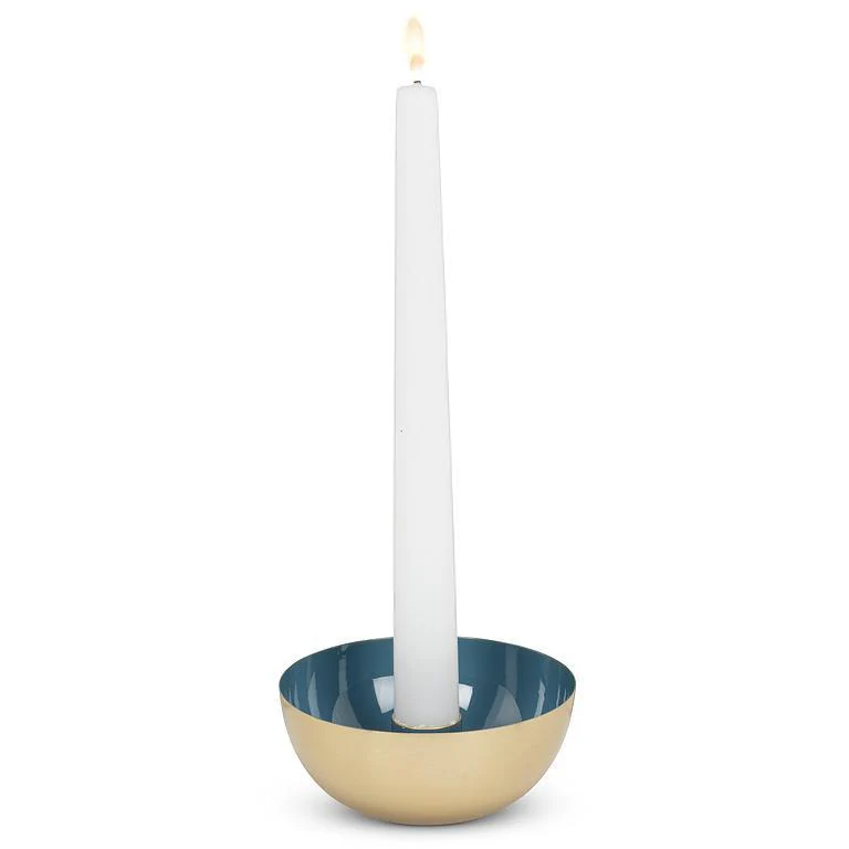 Candle Holder, Blue & Gold