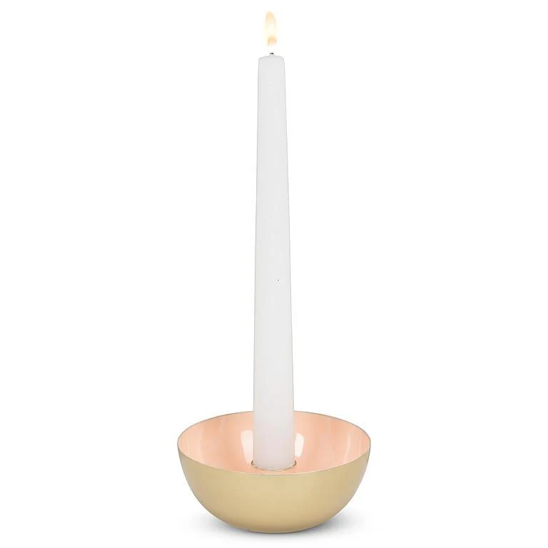 Candle Holder, Pink & Gold