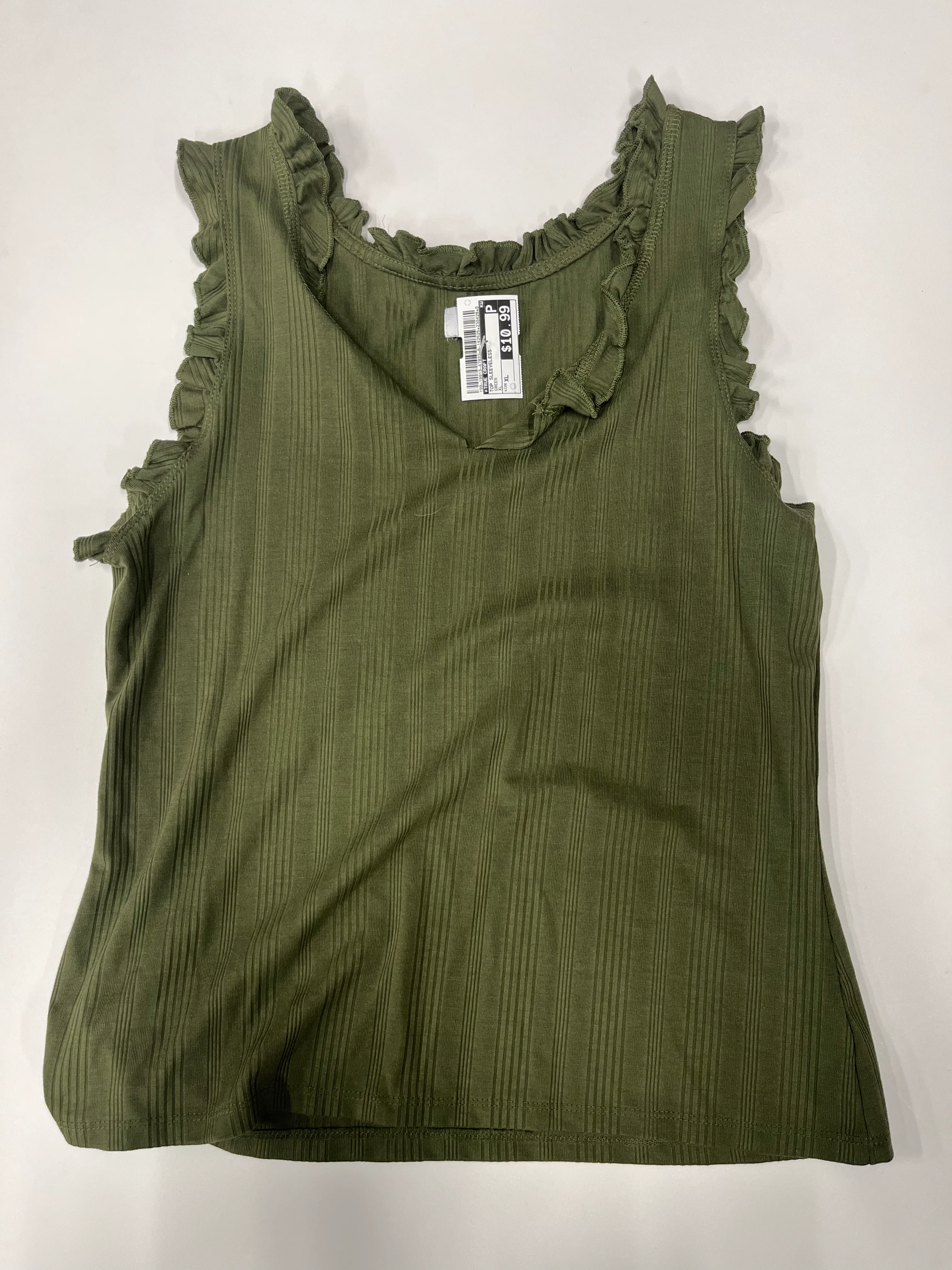 True Craft Sleeveless Ribbed Tank Top Green Size XL