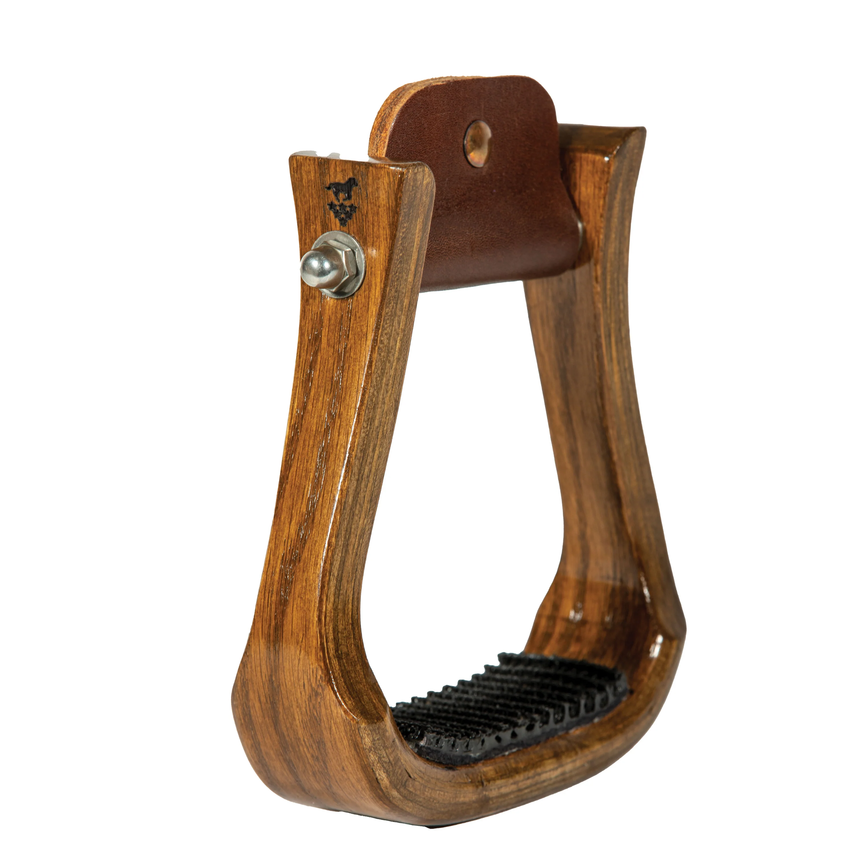 PC 2" Wood Barrel Stirrup- Medium Wood - Image 1