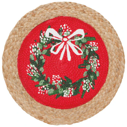 Braided Placemat, Christmas Wreath - Image 1