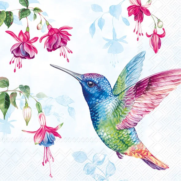Cocktail Napkin, Hummingbird - Image 1