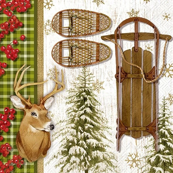 Cocktail Napkin, Christmas Cabin