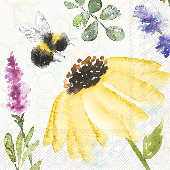 Cocktail Napkin, Summer Bees