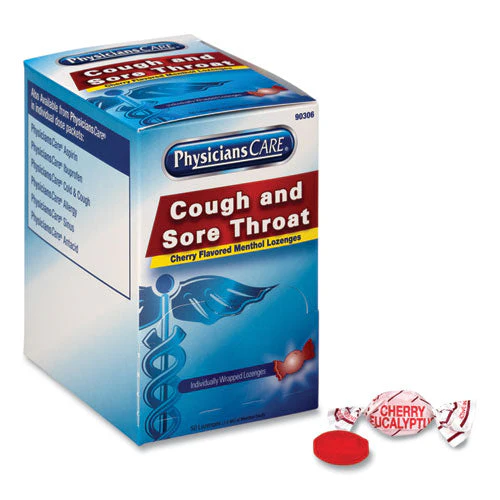 Cough And Sore Throat, Cherry Menthol Lozenges, Individually Wrapped, 50/box - Image 2