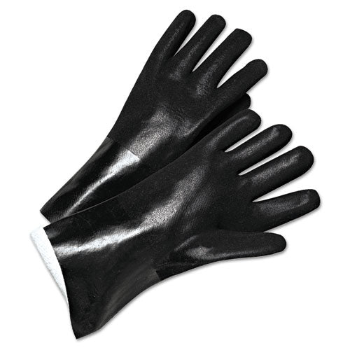 Pvc-coated Jersey-lined Gloves, 14 In Long, Black, Men
