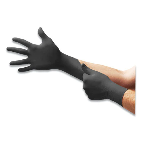 Microflex Midknight Powder-free Nitrile Gloves, 4.7 Mil Palm, 5.9 Mil Fingers, 2x-large, Black, 100/box - Image 1