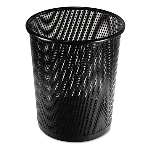 Urban Collection Punched Metal Wastebin, 20.24 Oz, Perforated Steel, Black - Image 1
