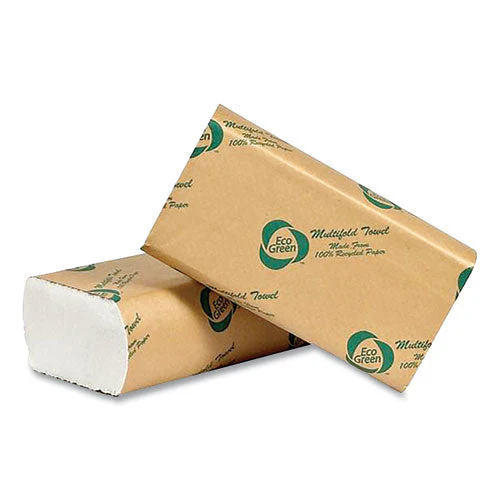 Recycled Multifold Paper Towels, 1-ply, 9.5 X 9.5, White, 250/pack, 16 Packs/carton - Image 1