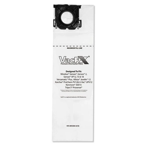 Vacuum Filter Bags Designed To Fit Allstar Javelin 12'' Series/windsor Sensor S/s2/xp/veramatic Plus, 100/carton - Image 1
