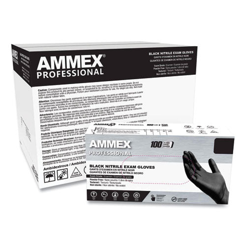 Nitrile Exam Gloves, Powder-free, 3 Mil, Large, Black, 100/box, 10 Boxes/carton - Image 2