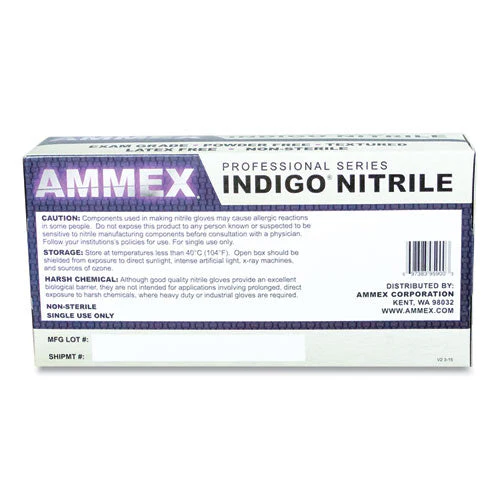 Nitrile Exam Gloves, Powder-free, 3 Mil, Medium, Indigo, 100/box - Image 2