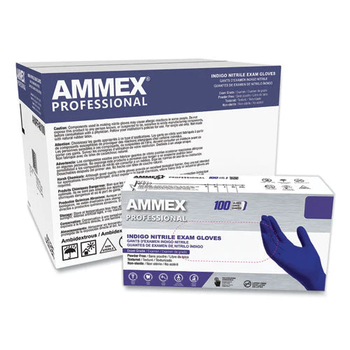 Nitrile Exam Gloves, Powder-free, 3 Mil, X-large, Indigo, 100/box - Image 1