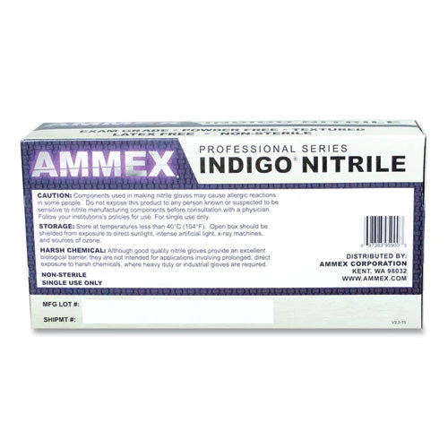 Nitrile Exam Gloves, Powder-free, 3 Mil, X-large, Indigo, 100/box - Image 2