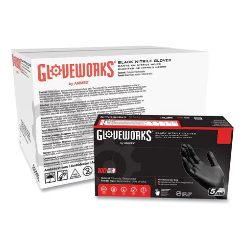 Industrial Nitrile Gloves, Powder-free, 5 Mil, Large, Black, 100 Gloves/box, 10 Boxes/carton - Image 3