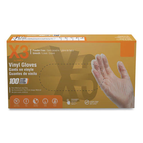 Industrial Vinyl Gloves, Powder-free, 3 Mil, Large, Clear, 100/box, 10 Boxes/carton - Image 1