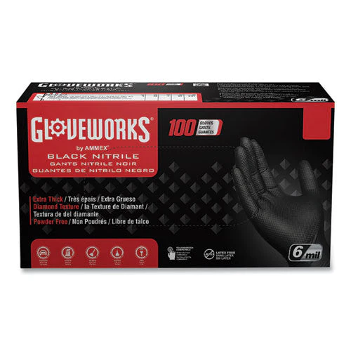 Heavy-duty Industrial Nitrile Gloves, Powder-free, 6 Mil, Large, Black, 100 Gloves/box, 10 Boxes/carton - Image 1