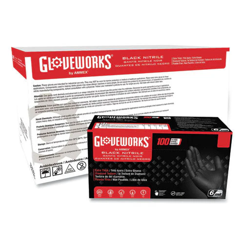 Heavy-duty Industrial Nitrile Gloves, Powder-free, 6 Mil, Large, Black, 100 Gloves/box, 10 Boxes/carton - Image 3