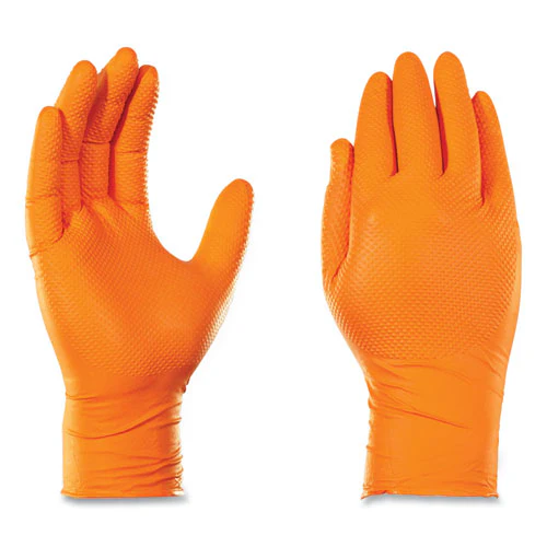 Heavy-duty Industrial Nitrile Gloves, Powder-free, 8 Mil, Medium, Orange, 100 Gloves/box, 10 Boxes/carton - Image 2