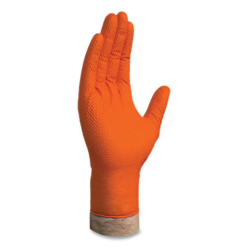 Heavy-duty Industrial Nitrile Gloves, Powder-free, 8 Mil, Medium, Orange, 100/box - Image 2