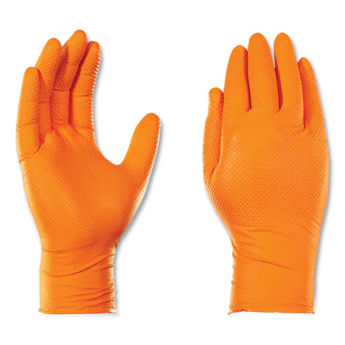 Heavy-duty Industrial Gloves, Powder-free, 8 Mil, Large, Orange, 100 Gloves/box, 10 Boxes/carton - Image 3