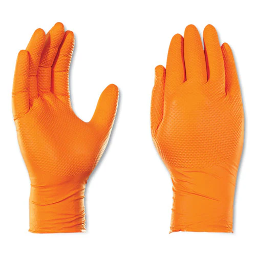 Heavy-duty Industrial Nitrile Gloves, Powder-free, 8 Mil, X-large, Orange, 100 Gloves/box, 10 Boxes/carton - Image 2