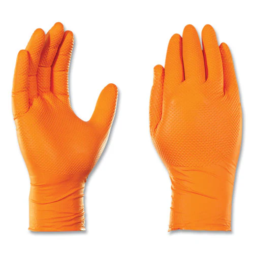 Heavy-duty Industrial Nitrile Gloves, Powder-free, 8 Mil, Xx-large, Orange, 100 Gloves/box, 10 Boxes/carton - Image 2