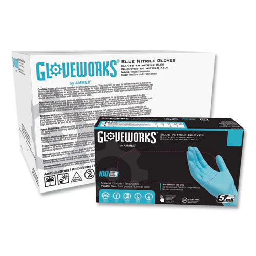 Industrial Nitrile Gloves, Powder-free, 5 Mil, Small, Blue, 100 Gloves/box, 10 Boxes/carton - Image 1