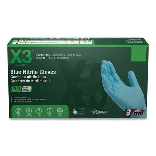 Industrial Nitrile Gloves, Powder-free, 3 Mil, Small, Blue, 100/box, 10 Boxes/carton - Image 2