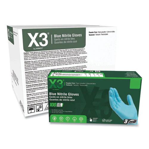 Industrial Nitrile Gloves, Powder-free, 3 Mil, Large, Blue, 100/box, 10 Boxes/carton - Image 3
