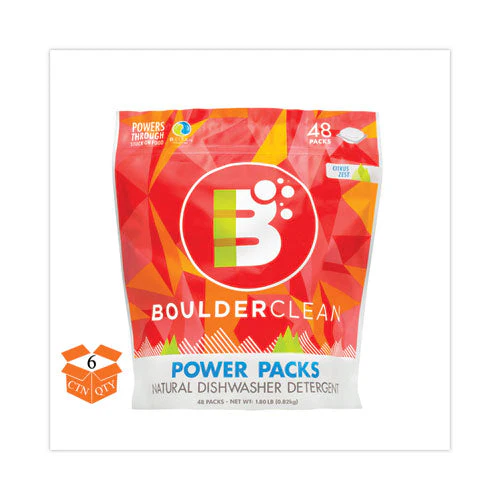 Dishwasher Detergent Power Packs, Citrus Zest, 48 Tab Pouch, 6/carton - Image 1