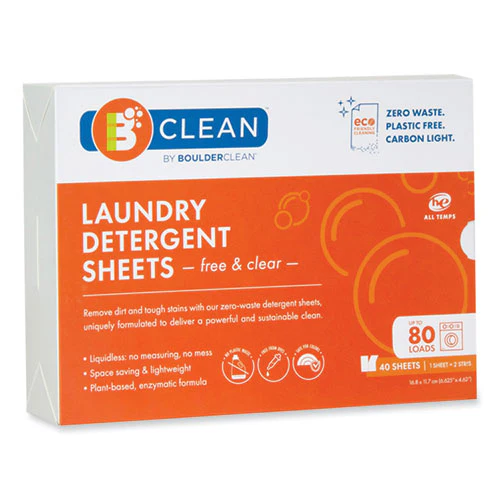 Laundry Detergent Sheets, Free And Clear, 40/pack - Image 1