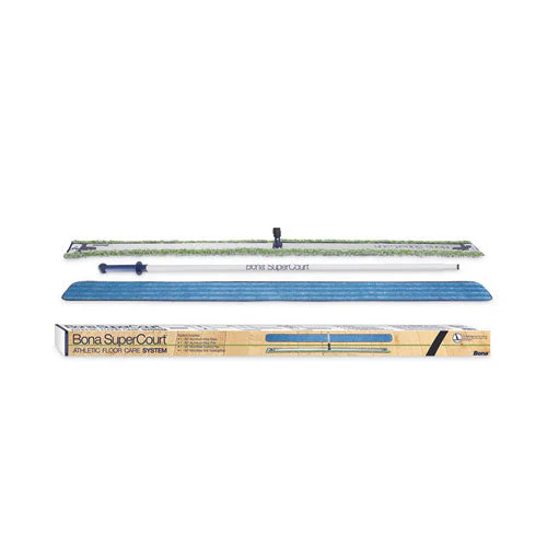 Supercourt Athletic Floor Care System, 60" Wide  Microfiber Head, 66" Silver/blue Aluminum Handle - Image 1
