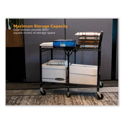 Stowaway Folding Carts, Metal, 2 Shelves, 250 Lb Capacity, 29.63" X 37.25" X 18", Black - Image 3