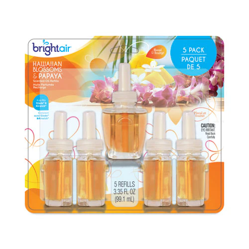 Electric Scented Oil Air Freshener Refill, Hawaiian Blossoms And Papaya, 0.67 Oz Bottle, 5/pack - Image 1