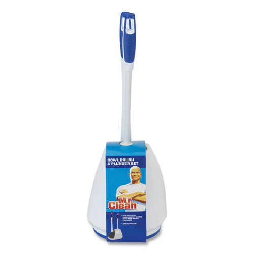 Turbo Plunger And Bowl Brush Set, 12.5" Plastic Handle, 6" Dia, White - Image 1