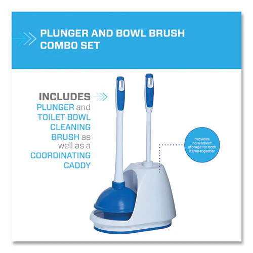 Turbo Plunger And Bowl Brush Set, 12.5" Plastic Handle, 6" Dia, White - Image 3