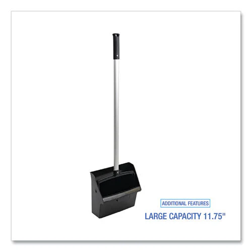 Lobby Dust Pan, 11.75 X 37, 34" Handle, Plastic/aluminum, Black - Image 1