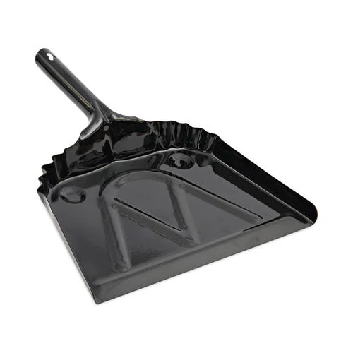 Metal Dust Pan, 12 X 14, 2 " Handle, 20-gauge Steel, Black - Image 1