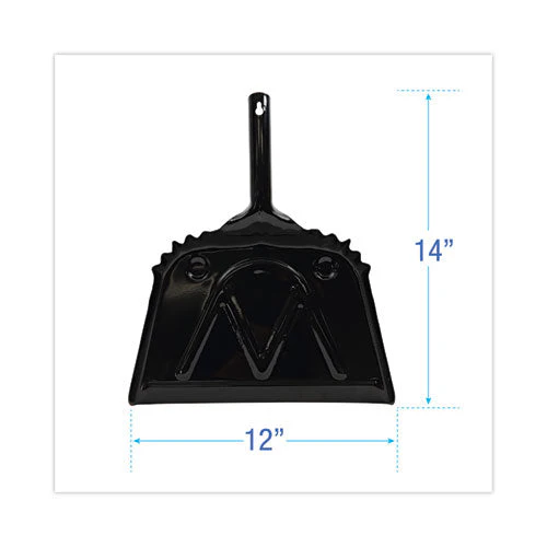 Metal Dust Pan, 12 X 14, 2 " Handle, 20-gauge Steel, Black - Image 2