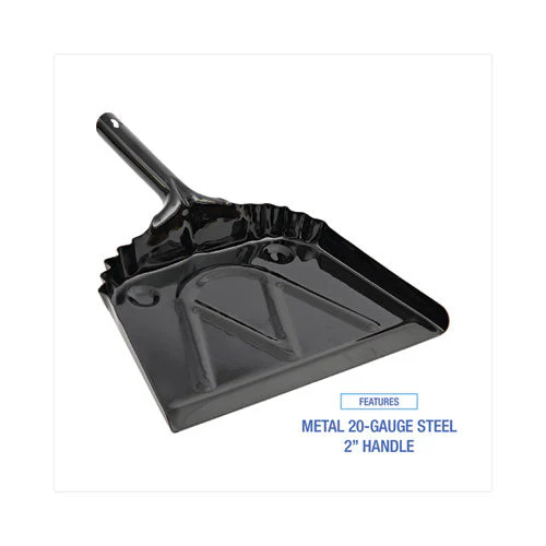 Metal Dust Pan, 12 X 14, 2 " Handle, 20-gauge Steel, Black - Image 3