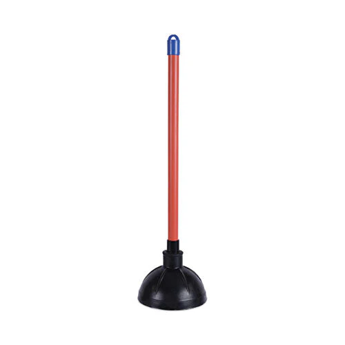 Toilet Plunger, 18" Plastic Handle, 5.63" Dia, Red/black - Image 1